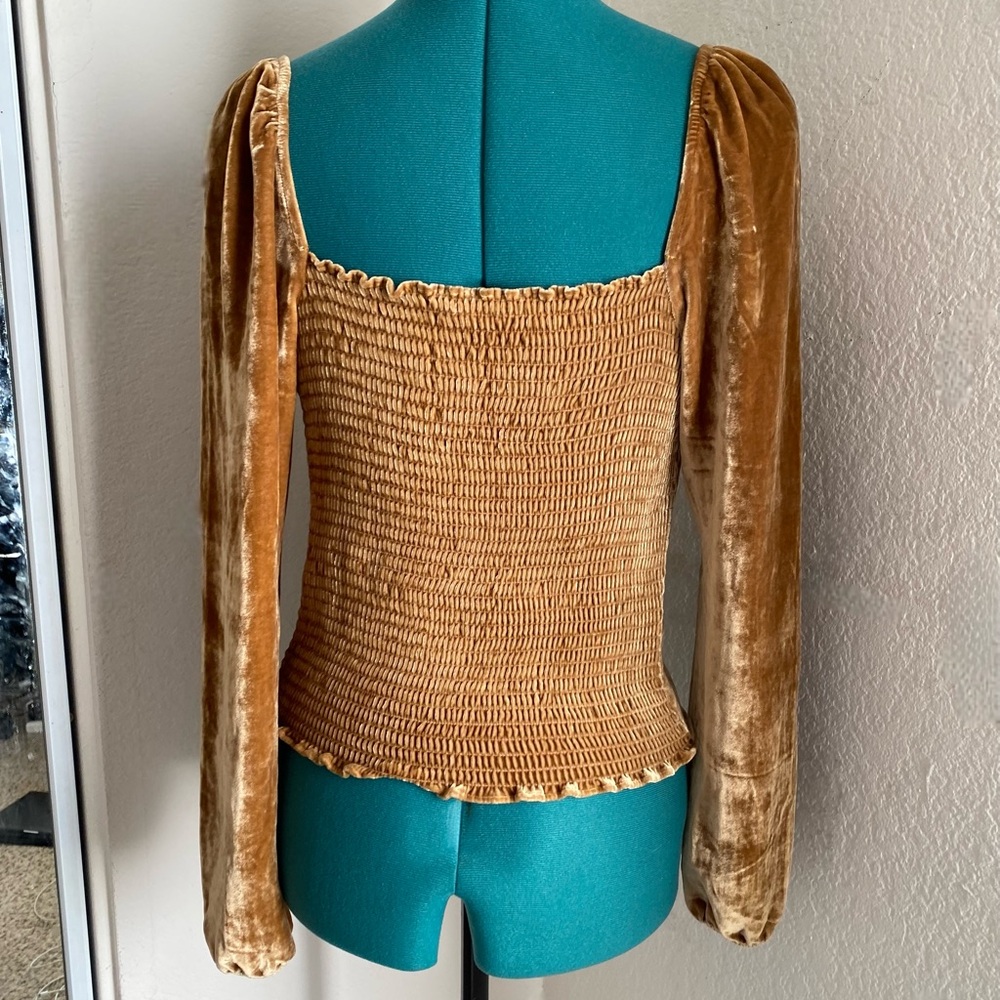 Reformation Velvet Copper Gold Women's Corset Blouse Size 6 - Picture 4 of 7